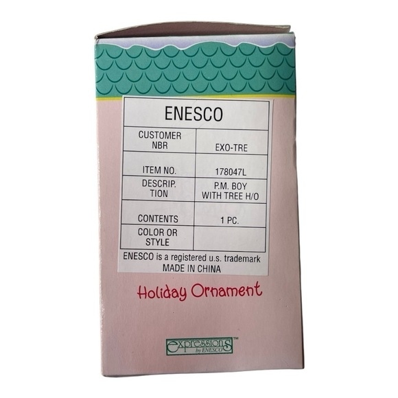 Vintage Enesco 1996 Precious Moments Boy With Christmas Tree Holiday Ornament - Picture 4 of 6